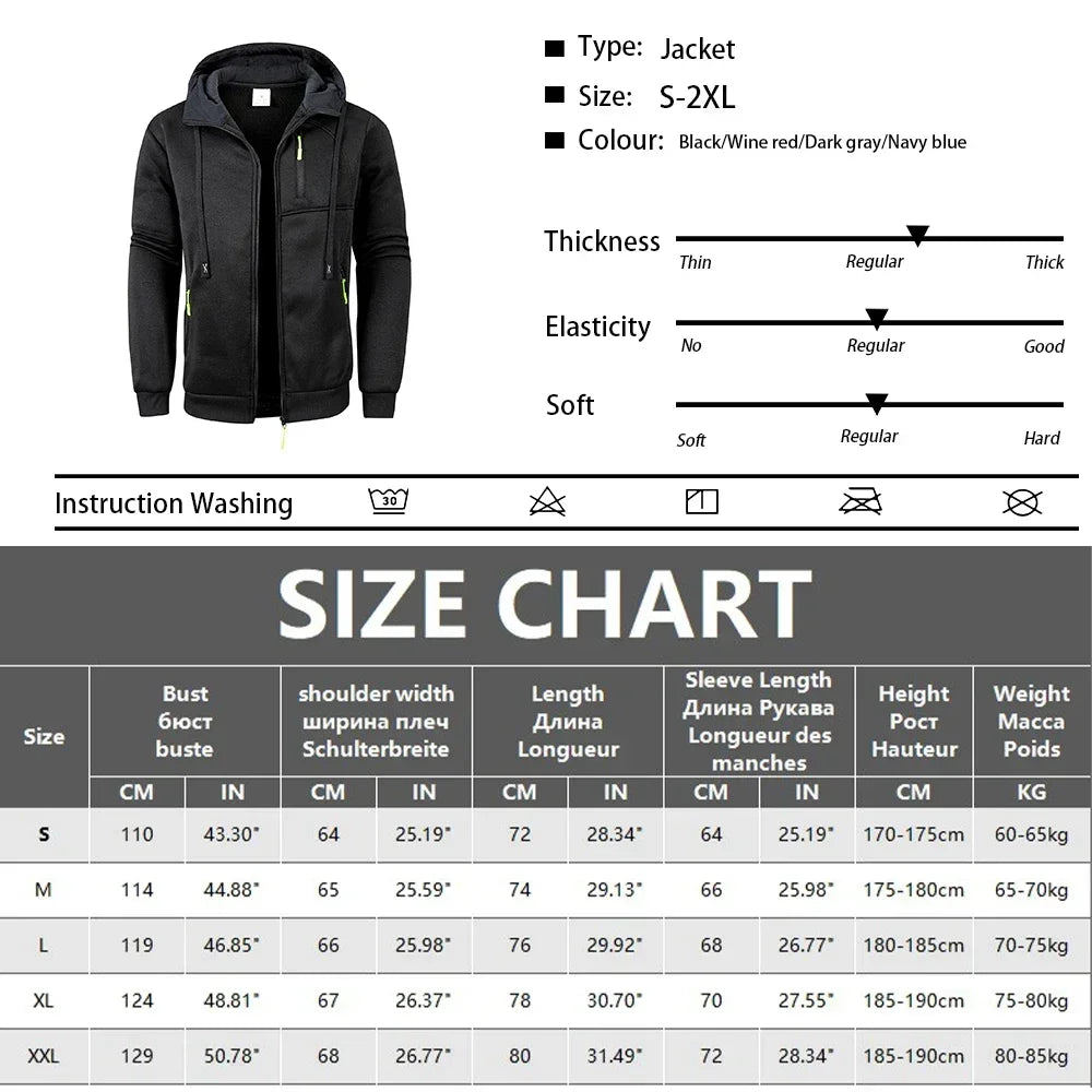 Men's Sports Jacket Long Sleeve Sweatshirt Zipper Design Hooded Cardigan Coat Men Sportswear Slim Fit Casual Jacket Clothing