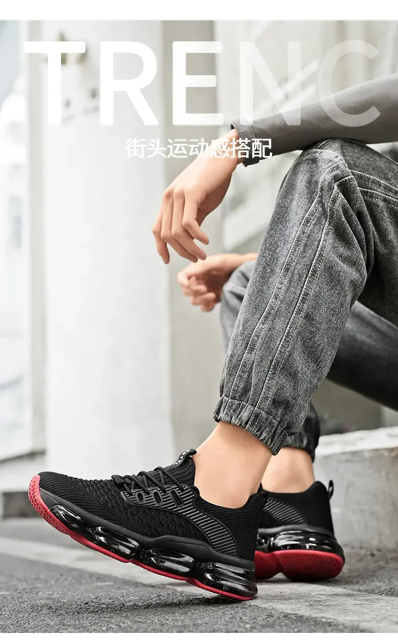 Men's Fashionable Versatile Outdoor Running Shoes Breathable Ultra-light Air Cushion Soft Bottom Sports Shoes Large Size
