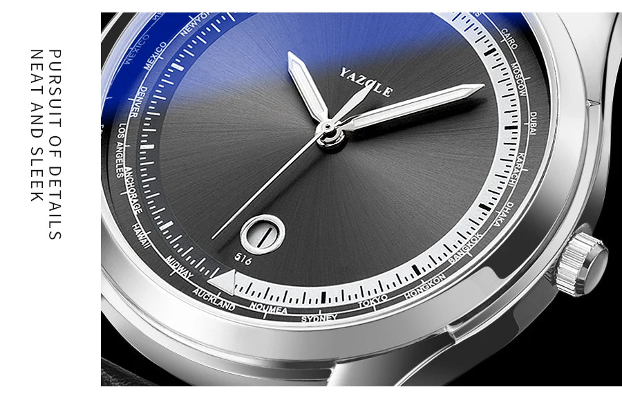 YAZOLE Men's Watch Minimalist Luxury Quartz Man Watch Original Leather Strap Waterproof Calendar Watches Relogio Masculino