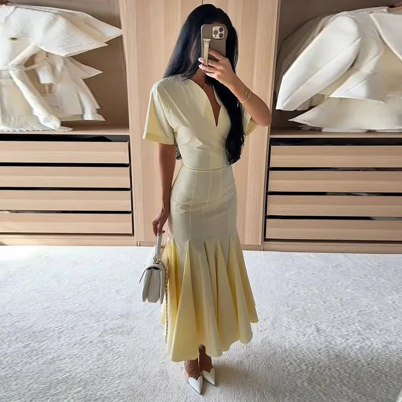 Elegant Women Patchwork Long Dress Short Sleeve O Neck Button A-Line Dresses Spring Summer Vintage Beach Vacation Casual Robes