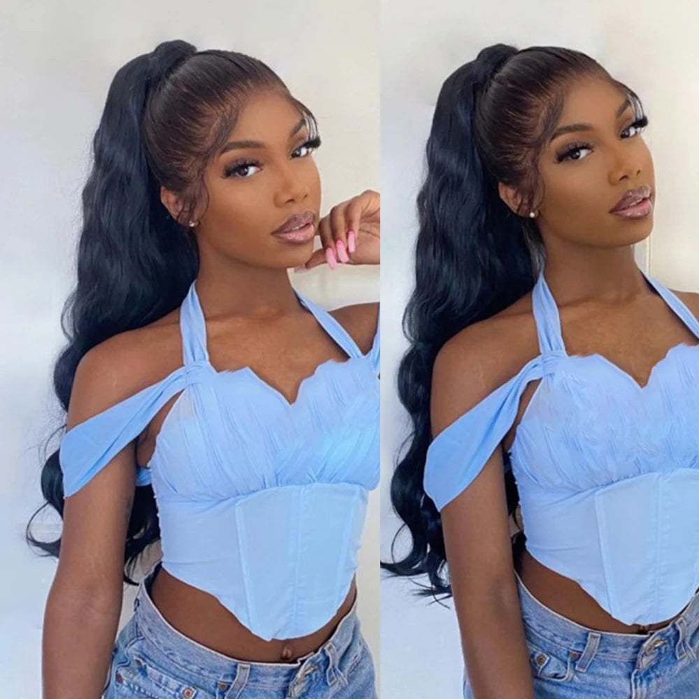Body Wave Drawstring Ponytail Human Hair Extensions Brazilian Remy Hair Clip Ins For Women Aliballad Ponytail 150g 2 Combs