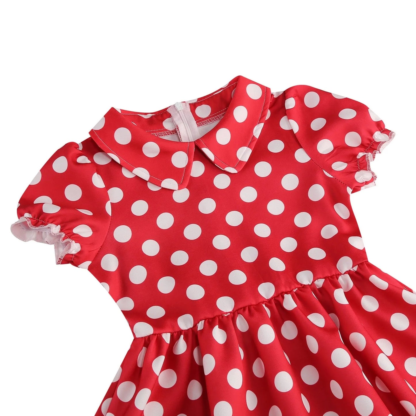 New Fashion Kids Dress For Girls Polka Dot Short-sleeved Children Dress With Baby Collar Daily Girls Casual Costume