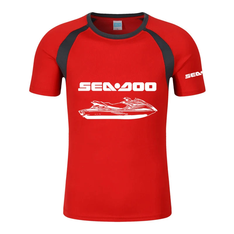 Sea Doo Seadoo Moto Men's New Printed Fashionable Summer T-shirt Cotton Raglan Short Sleeve Round Neck Streetwear Tops Clothing