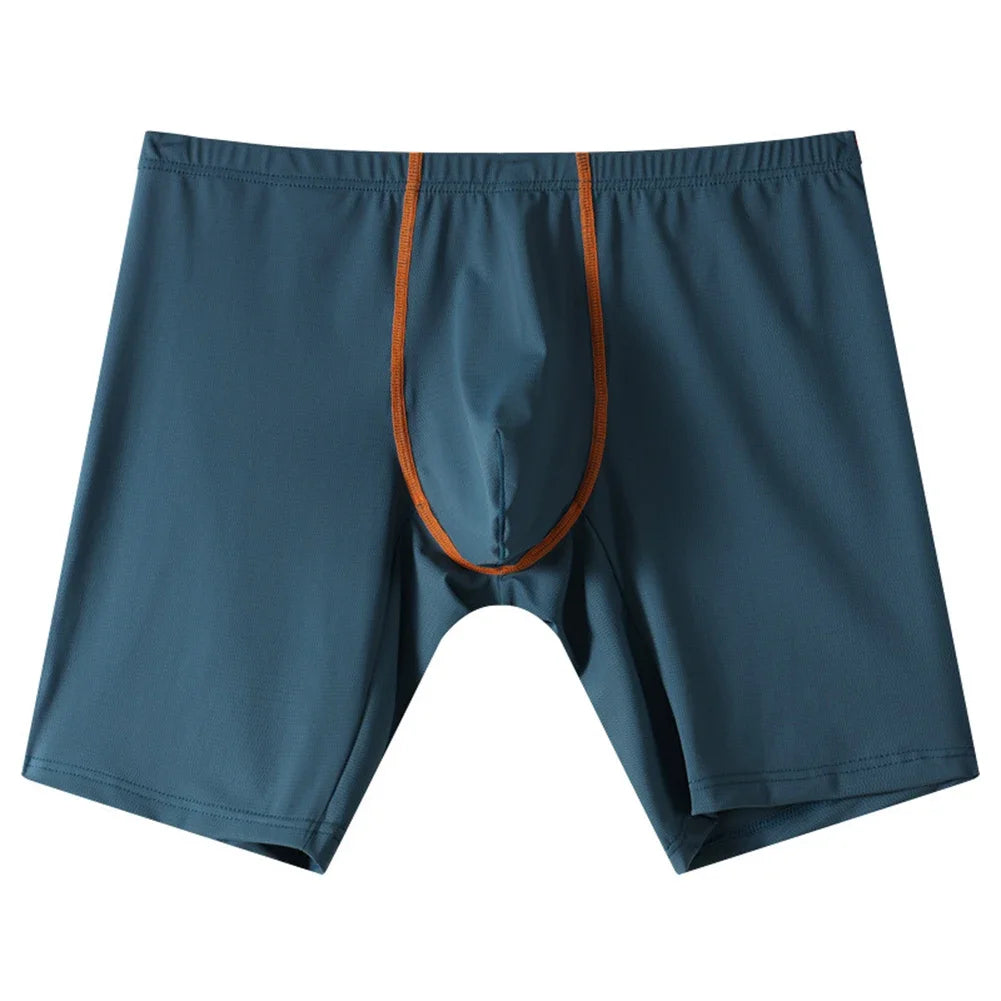 Mens Ice Silk Underwear Lengthened Sexy Lingerie Soft Boxer Briefs Casual Underpants Men Sports Solid Color 5Color Men's Panties
