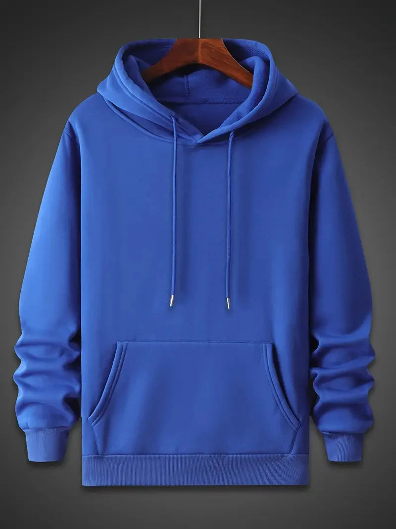 Men's autumn and winter casual fashion loose back poker card A graphic printed long sleeved hooded sweatshirt warm pullover BAZAARHUBO