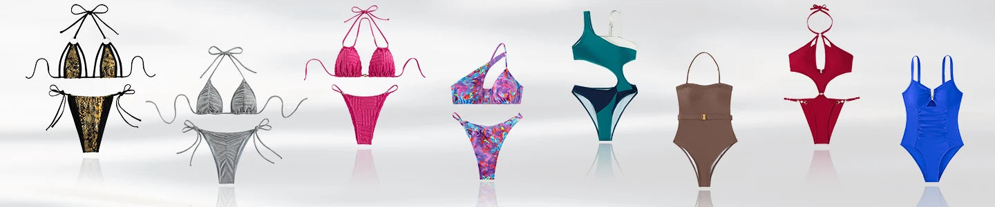 Fashionable ladies' two-piece swimsuits summer strapless bikini swimsuits solid-color strapless sexy swimsuits