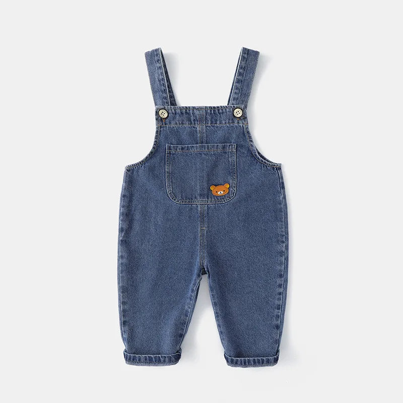 2024 fashion spring autumn kids jumpsuit Boys girls cartoon denim bib pants children trousers FashionToddler Casual 0-5Y