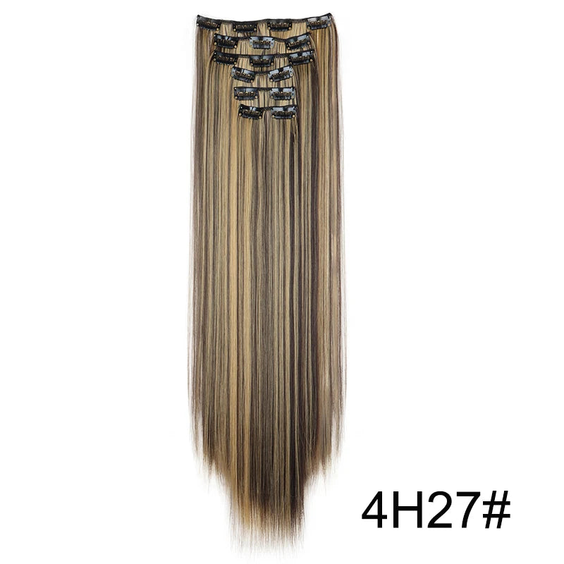 WIGSIN Synthetic 6pcs/set Long Straight Clip-in Hair Extension Invisible Seamless Extension Black Brown Hairpiece for Women