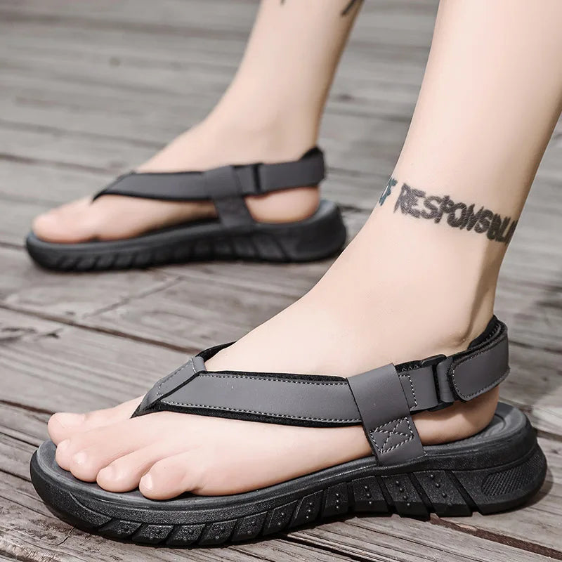 Men's simple casual sandals summer outdoor anti slip wear-resisting comfort beach shoes breathable fashion male walking slippers
