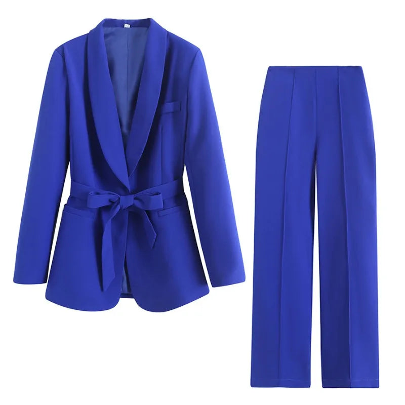Blouse Suit Casual Trousers Suit Set Women's Spring/Autumn Belt New Comfortable Minimalist Niche Versatile Elegant Distinctive