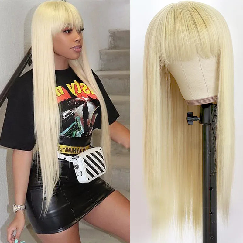 New light pink synthetic wig for long straight hair for party, Halloween cosplay, daily use, high-temperature hair accessory