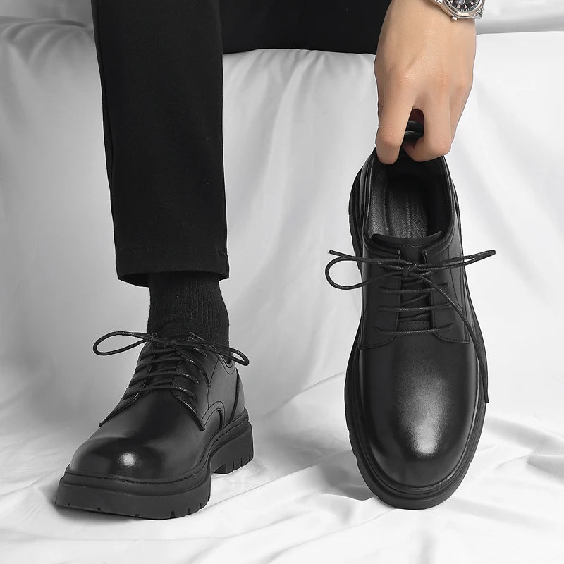 Luxury Leather Male Oxford Shoes Brown Black Mens Dress Shoes New Fashion Round Toe Men's Business Casual Shoes Formal Footwear