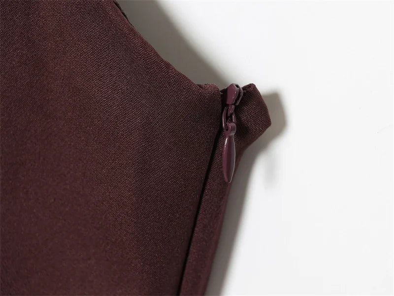 Women's Dress 2025 Autumn New Arrivals Reddish-Brown Spaghetti Strap Sexy Bodycon Mini Dress with Tie Details Stylish and Unique
