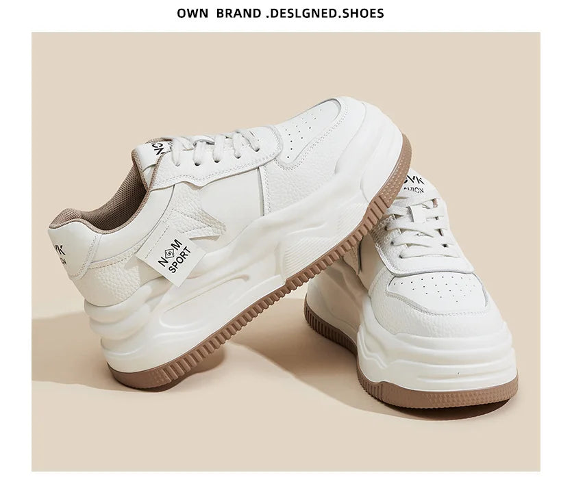 Fujin 8.5cm Genuine Leather Women Vulcanize Chunky Sneakers Women Summer Hidden High Heels Platform Wedge Summer Mesh Shoes