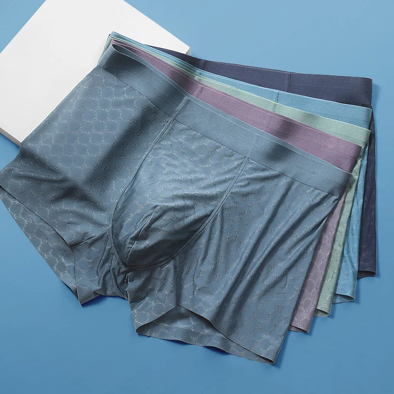 Ice Silk Underwear Men's Boxer Briefs Summer Thin Breathable Boxer Briefs Seamless Boxer Briefs Boys Shorts