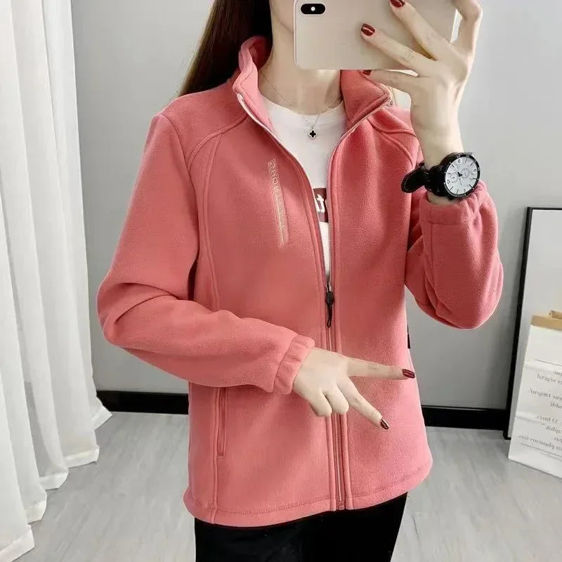 Smvp 2024 Autumn Winter New Casual Standing Neck Thickened Clothing Coat Lady Two-sided Fleece Outdoor Sport Keep Warm Overcoat