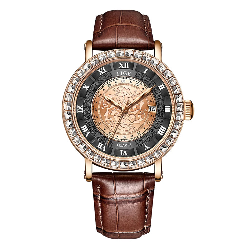 LIGE Top Brand Classic Men's Watches Roman Scale Dial Luxury Wrist Watch for Man Original Quartz Waterproof Luminous Male reloj