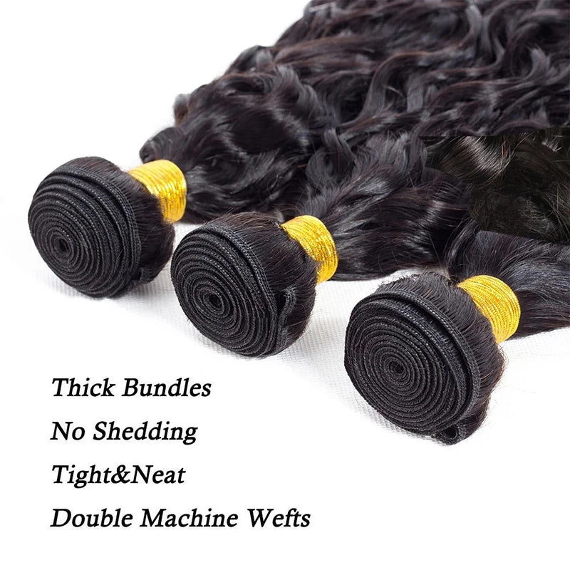 Water Wave Bundles Human Hair Extensions For Women Unprocessed Peruvian Hair Bundle Raw Virgin Human Hair Bundle Curly Hair