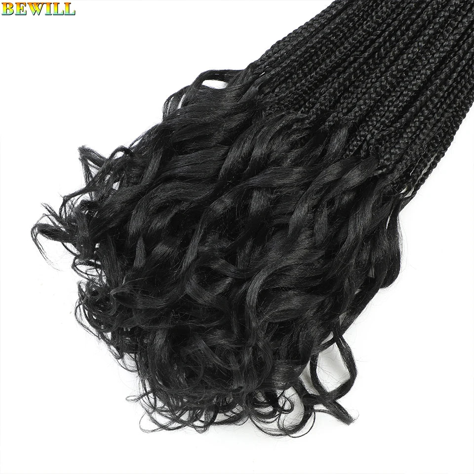 14 18 24 Inch French Curl Crochet Braids Boho Goddess French Curl Box Braids Crochet Hair Synthetic French Curly Braiding Hair