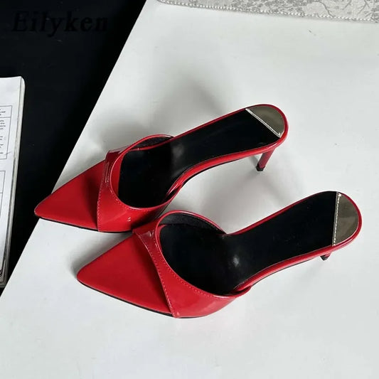 Eilyken New Arrived Pointed Toe Thin High Heels Slippers Women Strippers Sandals Sexy Mule Slides Summer Shoes