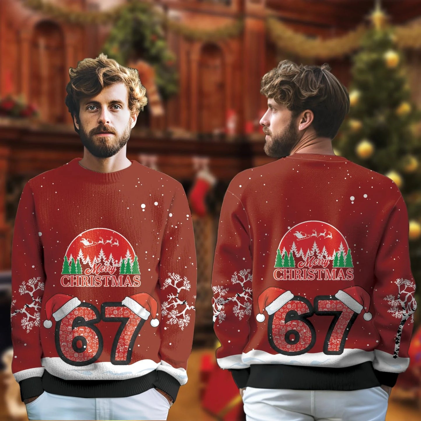 Funny 6 7 Ugly Christmas Sweater For Women Men Clothes Six Seven Mens Sweatshirt Holiday Jumper Sweaters 67 Pullovers Clothes BAZAARHUBO