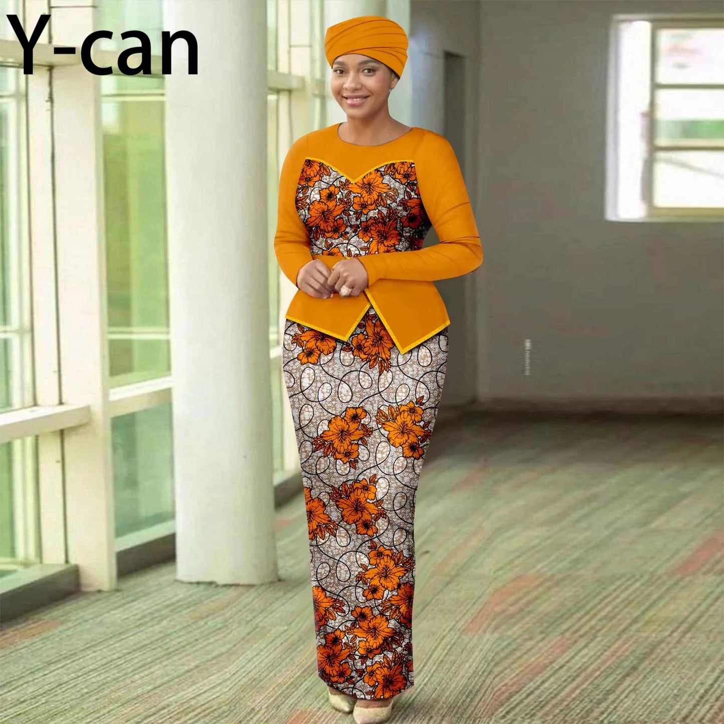 African Dresses for Women Elegant Patchwork Women Gown with Headscarf  Wedding Party African Style Ankara Print 2525050