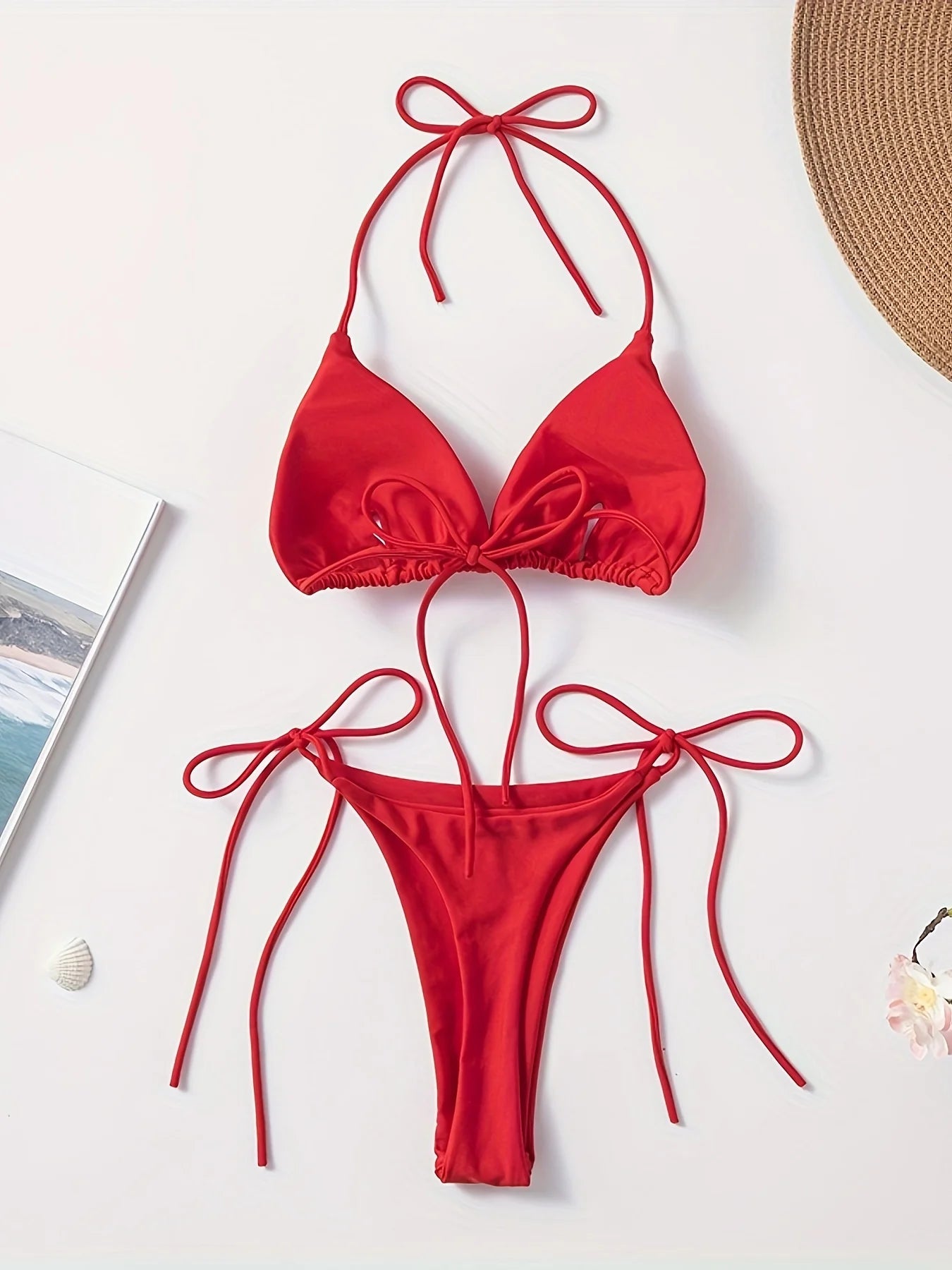 New Stylish Tie-Up Swimsuit with Sexy Print, Two-Piece Bikini for Women, Beachwear for Vacation