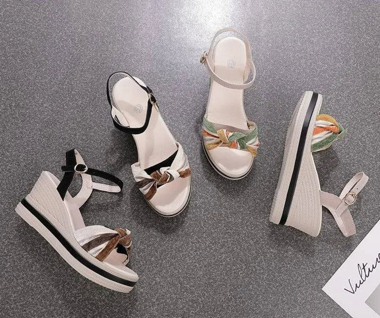 Open Toe Wedge Sandals for Women Summer Shoes босоножки женские Female Leisure Pumps Ankle Strap High Heels Ladies Slingbacks