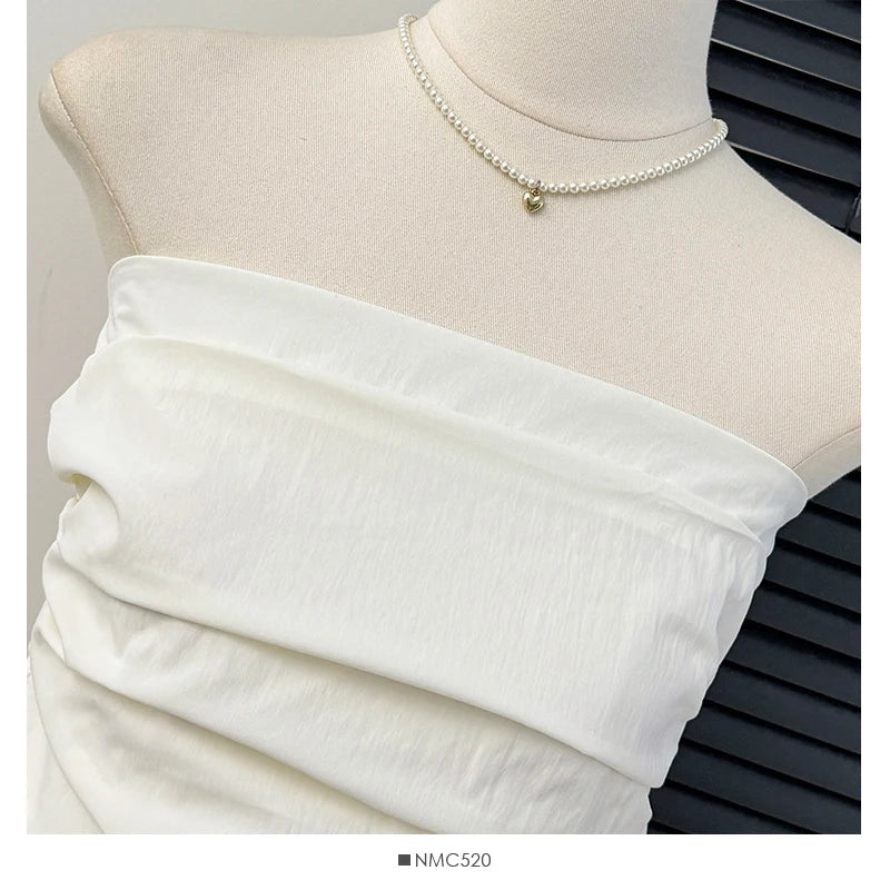 Sexy pleated ruffle Camis Chic  tube top Slim Korean Tanks Top Elegant  off shoulder Crop Top Summer Women Bustier