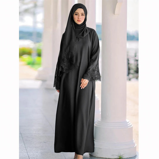 Malaysia Abaya Muslim Women Lace Embroidery Long Maxi Dress Hijab Turkish Kaftan Arab Eid Party Islamic Dubai Jalabiya Vestidos