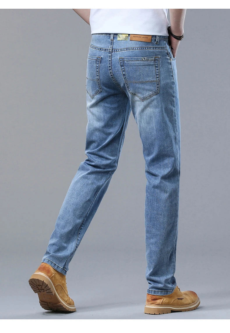 2026 Thin or Thick Material Slim Fit Men's Luxury Classic Style Men Jeans Business Stretch Denim Male Trousers Clothing