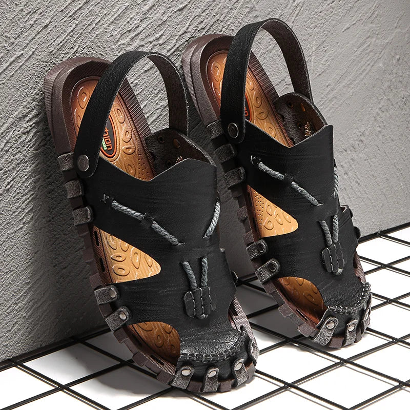 Summer Handmade Leather Sandals for Fashion Men Casual Shoes Comfortable Slippers