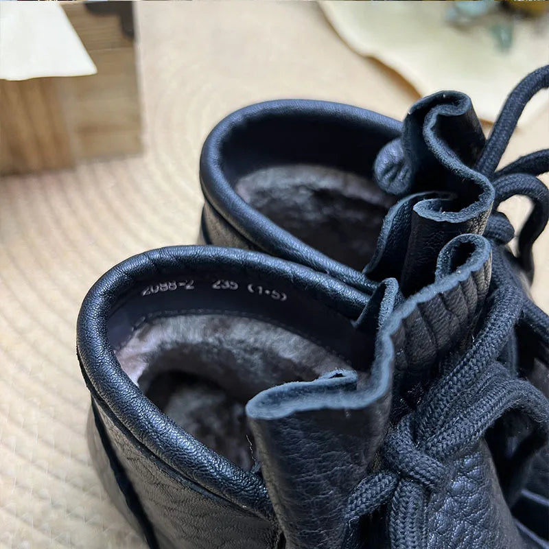 Careaymade-Genuine leather women's boots Fashion retro warm Oversized shoes cow leather Pure handmade ankle boots Casual boots