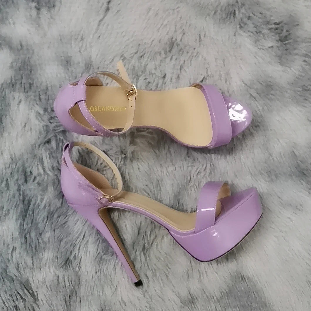 New Women Sandals Sexy 14cm Supper Flash High Heels Patent Leather Open Toes Platform Sandal Nighclub Party Red Wedding Shoes