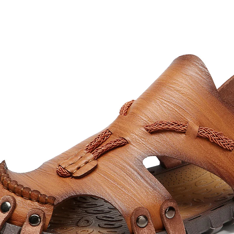 Summer Handmade Leather Sandals for Fashion Men Casual Shoes Comfortable Slippers