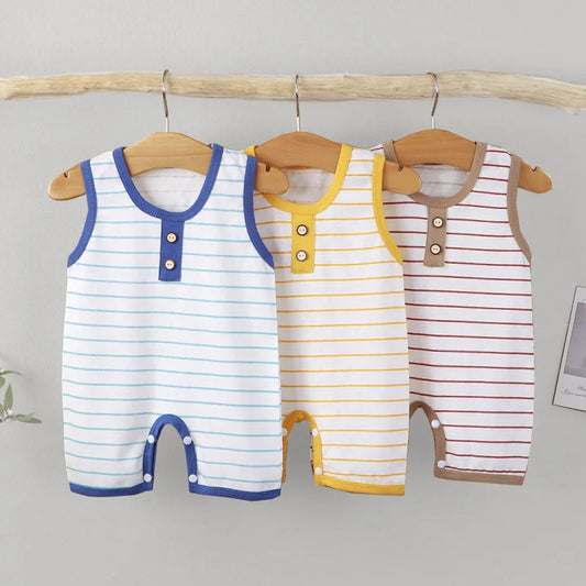 Striped Summer Romper Sleeveless Onesie for Newborn Baby Boy Infant Girl Soft Breathable Jumpsuit Cotton Dailywear Baby Clothing
