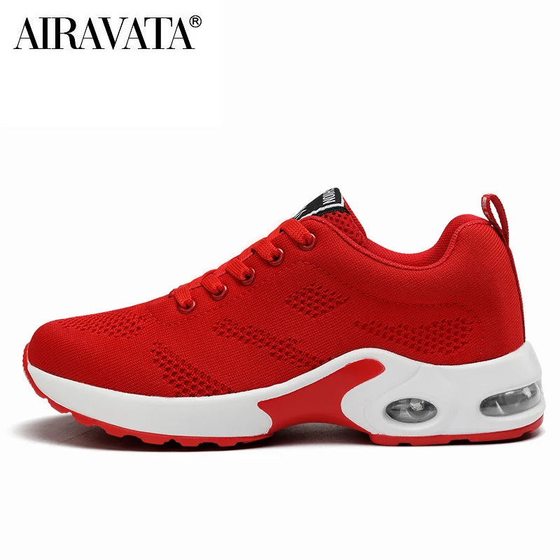 Women's Fashion Air Cushion Sports Running Flat Soft Bottom Sneaker Mesh Breathable Casual Shoes