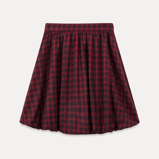 Korean Skirt 2026 Women's Spring High-waisted Retro Loose Plaid A-character Skirt