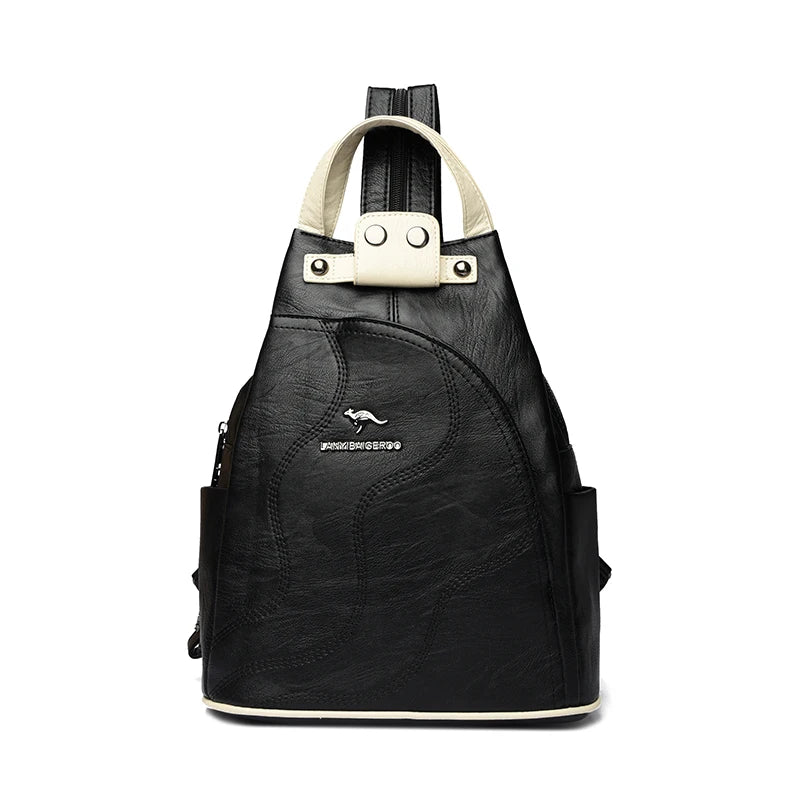 Women Leather Backpacks Zipper Female Chest Bag Travel Back Pack Ladies Bagpack Mochilas School Bags for Teenage Girls Sac A Dos