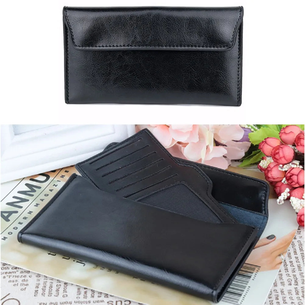 Slim Genuine Leather Women Long Wallet Large Capacity Female Coin Purse Portable Clutch Bag Cowhide Wallet for Women