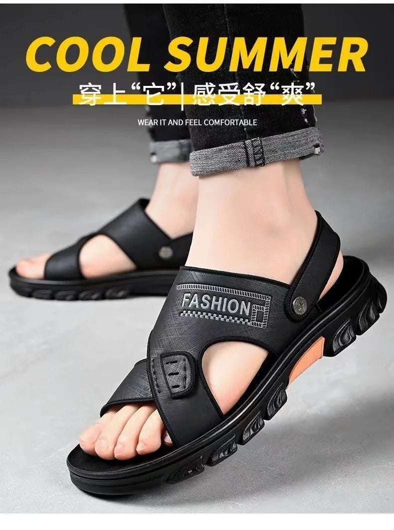 Men's sandals summer non-slip beach shoes casual wear cool slippers men's thick soles