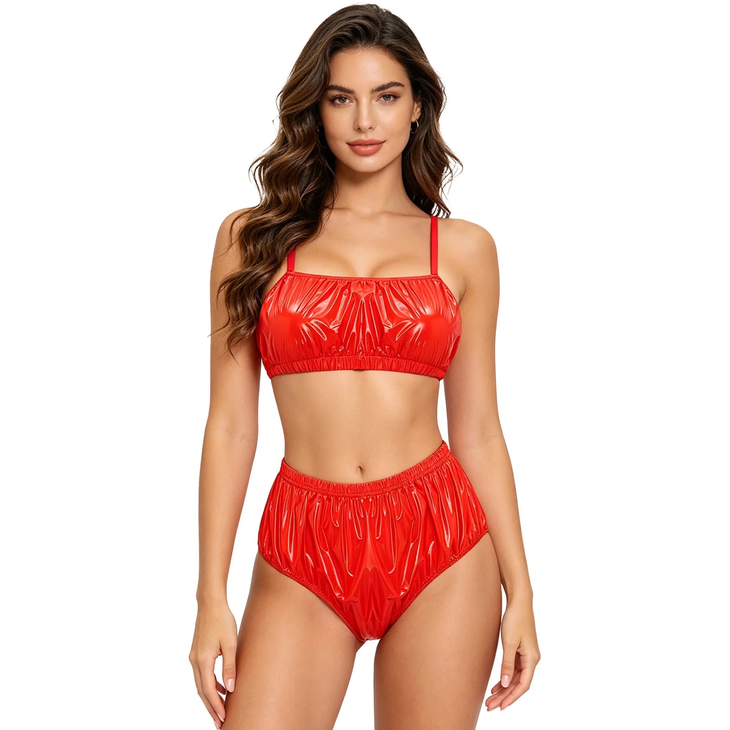 Women's Swimsuit Beach Bathing Suit Two Pieces Swimwear No-pad No-wire Bra Top And Elastic Band Swim Bottom Beachwear Clubwear