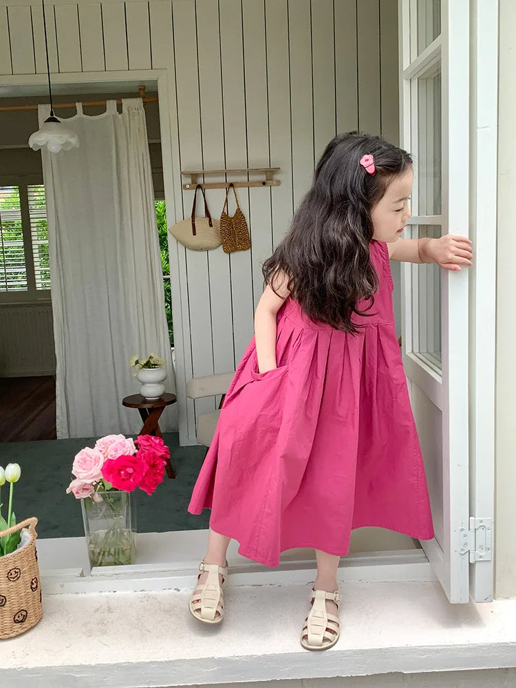 Girls Casual Dresses Girls' Dresses with Large Hemlines Sleeveless Casual Kids Dresses for Girls 2 To 8 Years Princess Dress