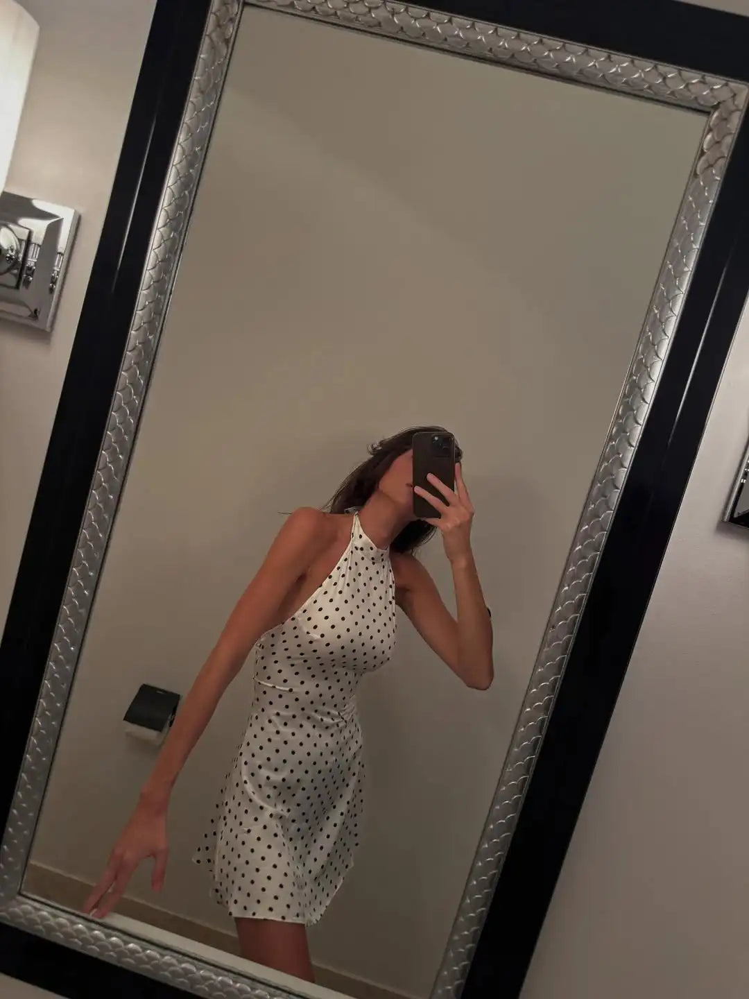 Talenza Polka Dot Mini Dress For Women Summer Off Shoulder Sleeveless Backless Halter Dress Female Elegant Party Slim Dress 2025