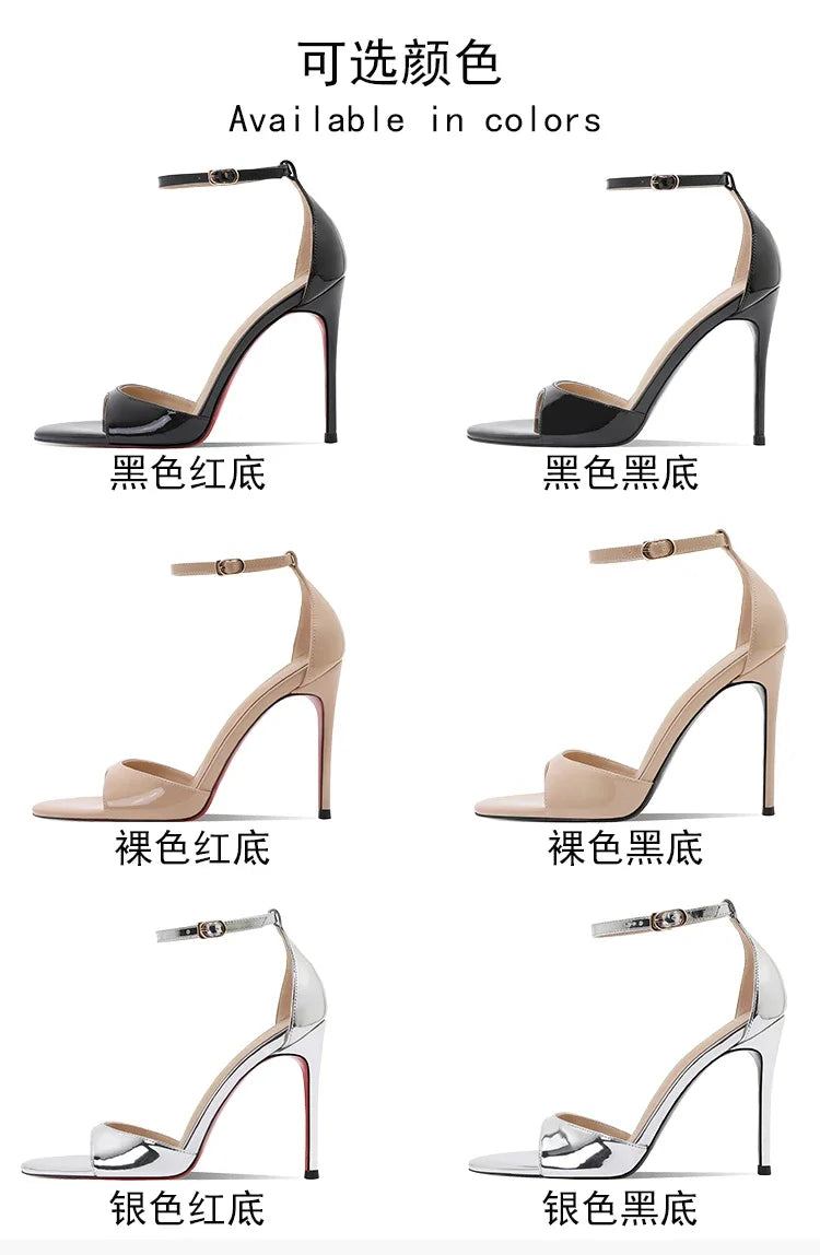 Summer new nude high heels for women, slim heels, stunning princess style, one button sandals with skirt 33-46