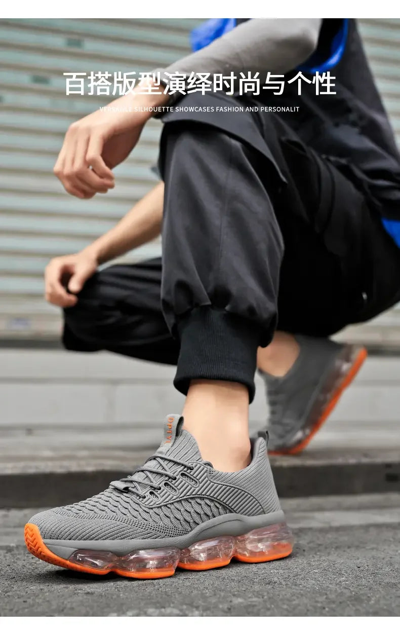 Men's Fashionable Versatile Outdoor Running Shoes Breathable Ultra-light Air Cushion Soft Bottom Sports Shoes Large Size