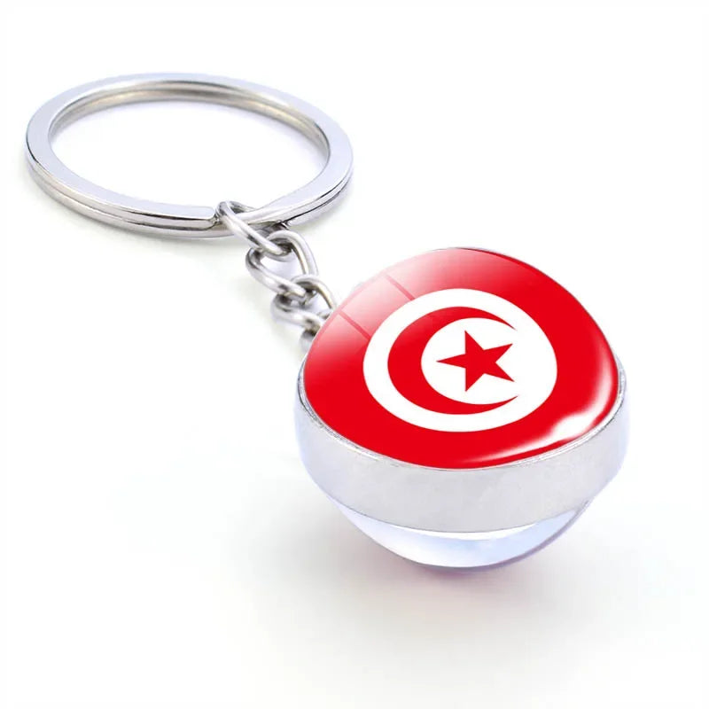 Africa National Flag Keychain  Nigeria South Africa Keyrings Crystal Ball Jewelry Fashion Double Side Glass Ball Men Women Gift
