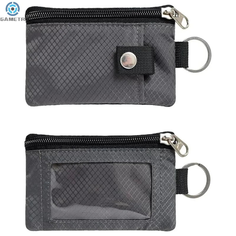 Badge Holder With ID Window Small Wallet Waterproof Anti-Theft Travel Keychain Wallet Men Women Slim Zip Card Lanyard Wallet