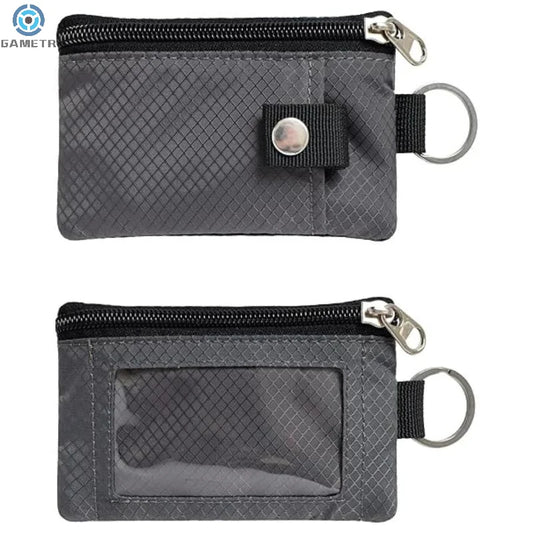 Badge Holder With ID Window Small Wallet Waterproof Anti-Theft Travel Keychain Wallet Men Women Slim Zip Card Lanyard Wallet