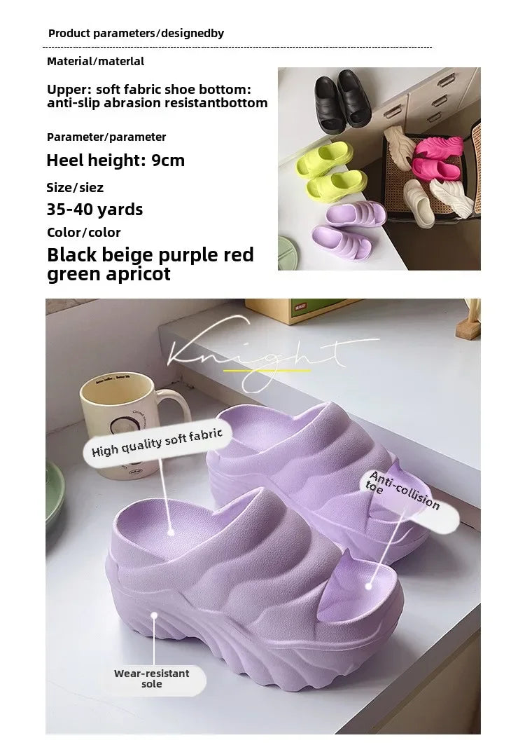 Women 10cm Increased Wedges Slippers 2024 Summer Breathable Casual Platform Slides Shoes for Women Light Slip on Female Sandals